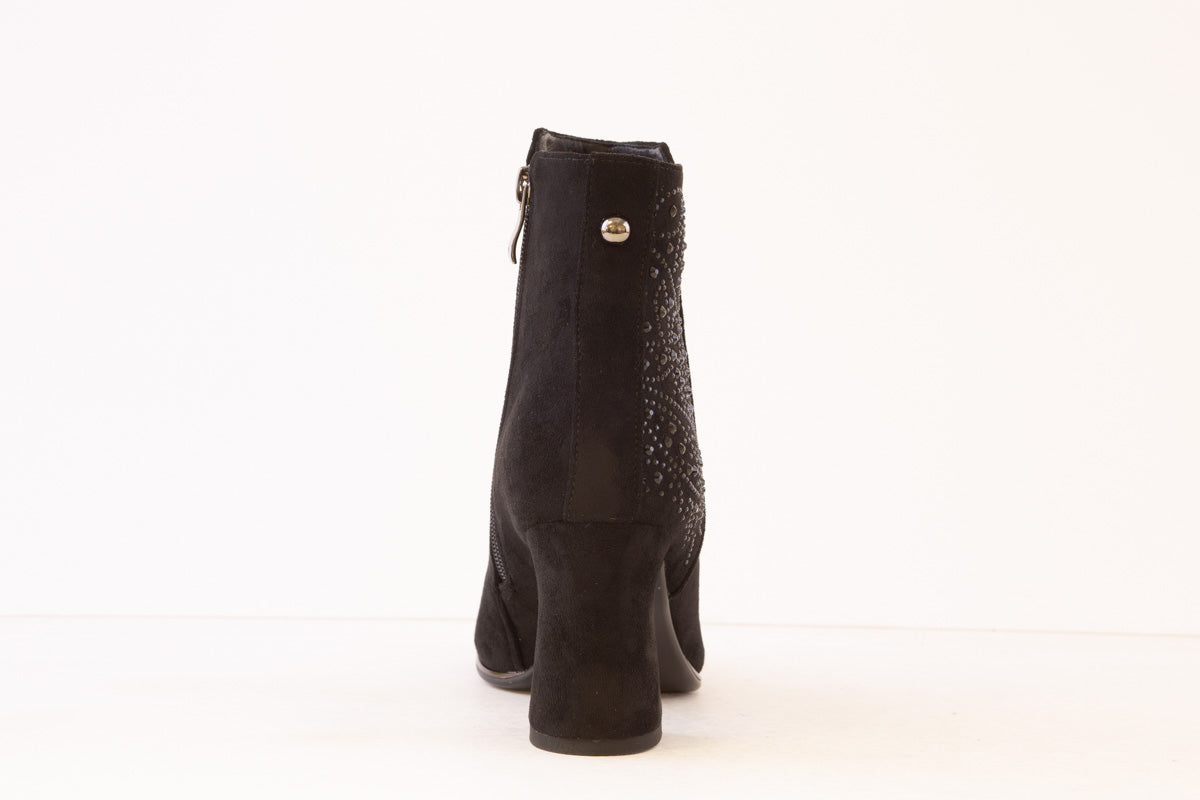 SUSST - DAZZLE23 MEDIUM BLOCK HEEL ANKLE BOOT - BLACK SUEDE
