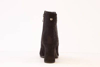 SUSST - DAZZLE23 MEDIUM BLOCK HEEL ANKLE BOOT - BLACK SUEDE