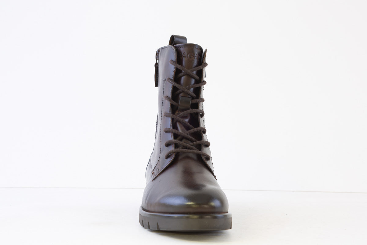 BAGATT - D31-AGU30 FLAT LACED ANKLE BOOT - DARK BROWN