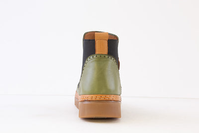 PALMIYA - V704 FLAT GUSSET ANKLE BOOT - GREEN LEATHER