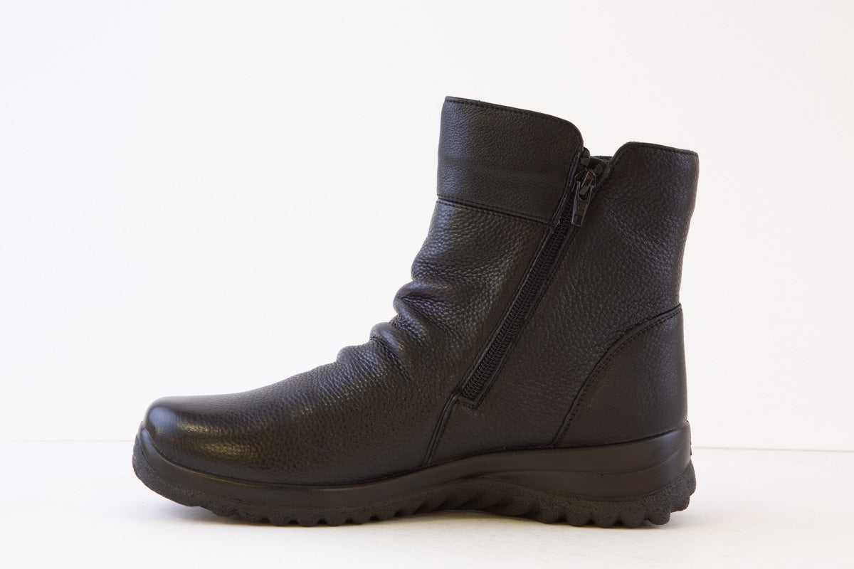 G COMFORT - C-10192S FLAT ANKLE BOOT (ZIP) - BLACK LEATHER