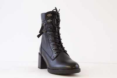 REGARDE LE CIEL - ELLY-01 MEDIUM BLOCK HEEL BOOT - BLACK