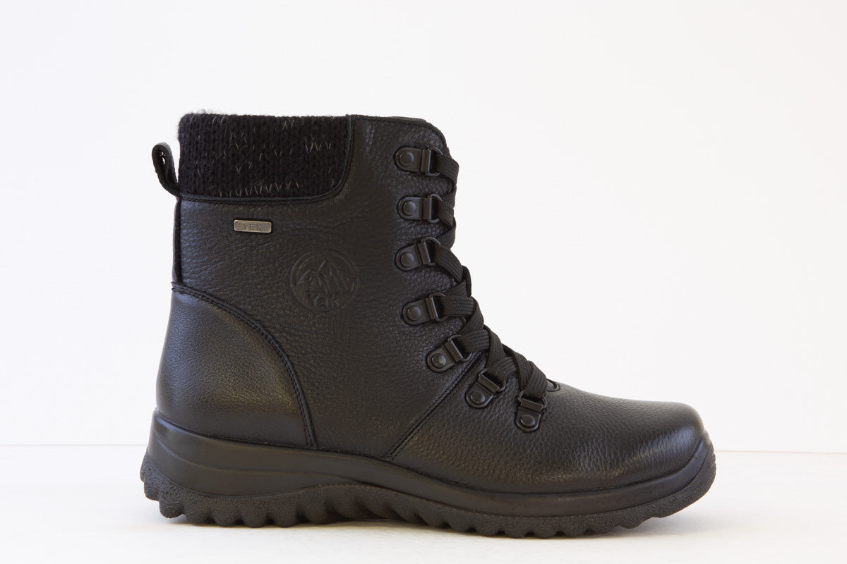 G - COMFORT - 10174S LACED WALKING BOOT - BLACK LEATHER