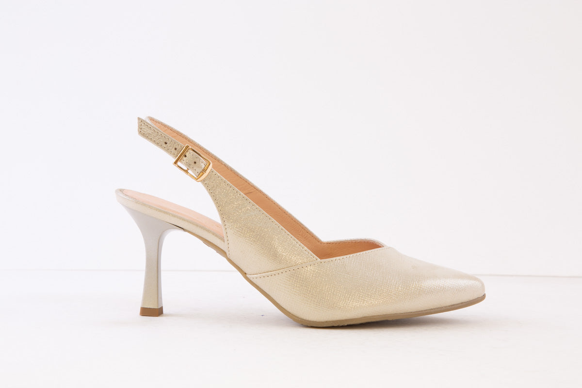BIOECO - 4009/1097 MEDIUM HEEL SLING-BACK SHOE - GOLD