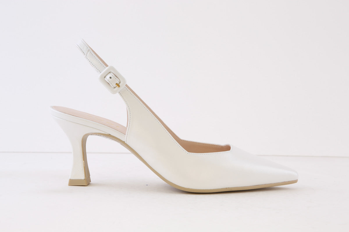 LODI - JUCO MEDIUM HEEL SLING-BACK SHOE - PEARL WHITE