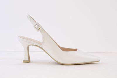 LODI - JUCO MEDIUM HEEL SLING-BACK SHOE - PEARL WHITE