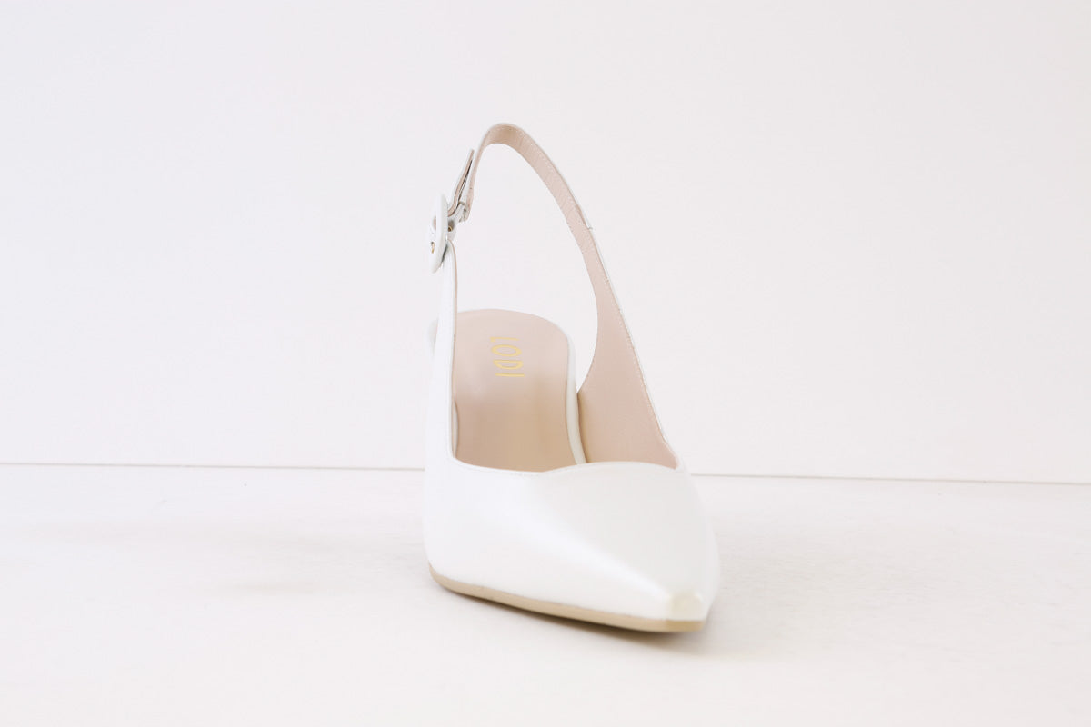 LODI - JUCO MEDIUM HEEL SLING-BACK SHOE - PEARL WHITE