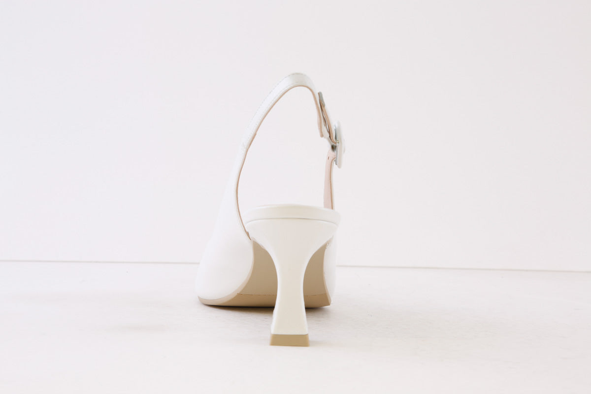 LODI - JUCO MEDIUM HEEL SLING-BACK SHOE - PEARL WHITE