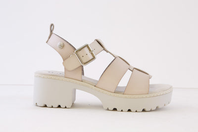 REFRESH - 171941 LOW BLOCK HEEL SANDAL - CREAM