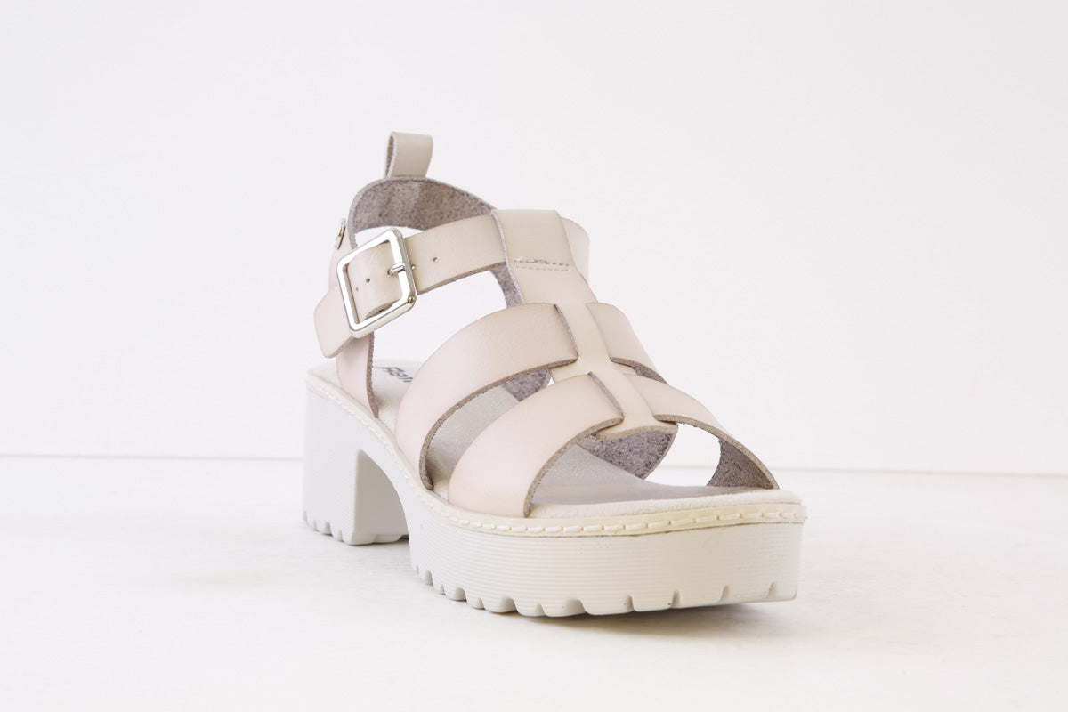 REFRESH - 171941 LOW BLOCK HEEL SANDAL - CREAM