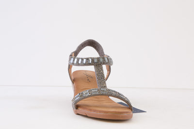 LUNAR - JLH492 MACIE-LOW WEDGE SANDAL - PEWTER