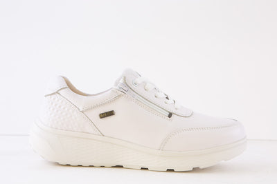 G-COMFORT - S-2725W LACED/ZIP COMFORT WALKING SHOE - WHITE LEATHER