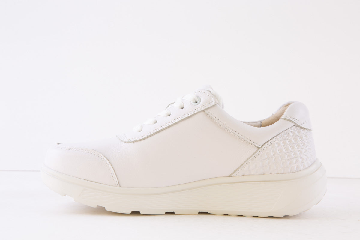 G-COMFORT - S-2725W LACED/ZIP COMFORT WALKING SHOE - WHITE LEATHER