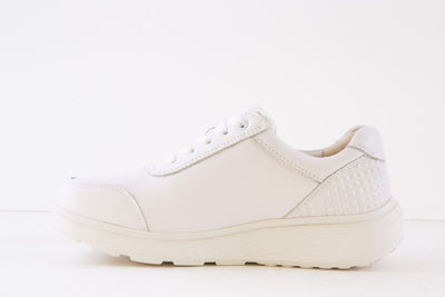 G-COMFORT - S-2725W LACED/ZIP COMFORT WALKING SHOE - WHITE LEATHER