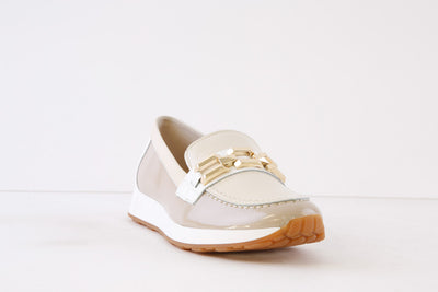 PITILLOS - 5675 LOW WEDGE LOAFER - CREAM/TAUPE/WHITE