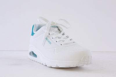SKECHERS - 177092 UNO-POP BACK LACED TRAINER - WHITE/MINT