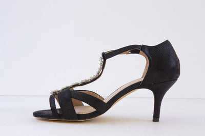 COCCO RITZ - COCO1007 MEDIUM HEEL-IN SANDAL - BLACK FABRIC