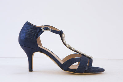 COCCO RITZ - COCO1007 MEDIUM HEEL-IN SANDAL - NAVY FABRIC