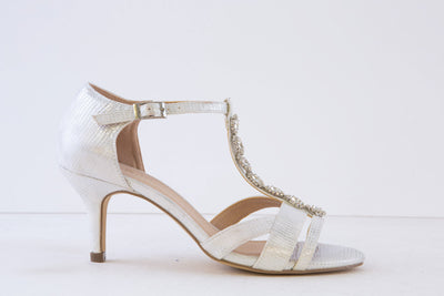 COCCO RITZ - COCO1007 MEDIUM HEEL-IN SANDAL - SILVER FABRIC