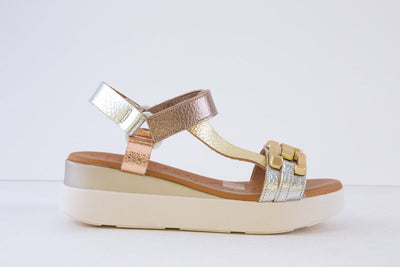 OH MY SANDALS - 5420 LOW WEDGE SANDAL - GOLD MULTI