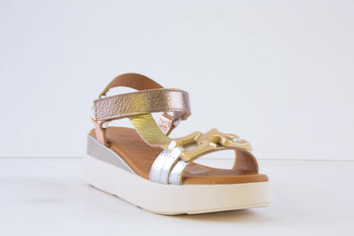 OH MY SANDALS - 5420 LOW WEDGE SANDAL - GOLD MULTI