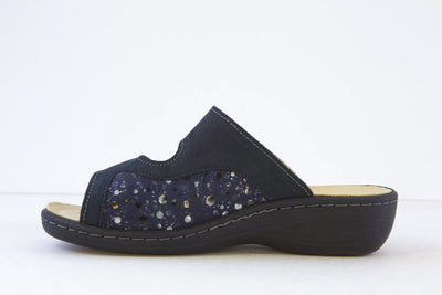 BELVIDA - 15.518 FLAT DOUBLE VELCRO MULE - NAVY