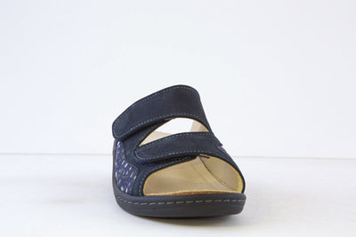 BELVIDA - 15.518 FLAT DOUBLE VELCRO MULE - NAVY