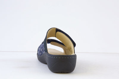 BELVIDA - 15.518 FLAT DOUBLE VELCRO MULE - NAVY