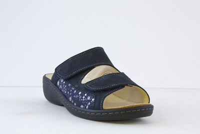 BELVIDA - 15.518 FLAT DOUBLE VELCRO MULE - NAVY