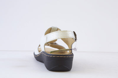 BELVIDA - 45.212 DOUBLE VELCRO T-BAR SANDAL - PEARL WHITE