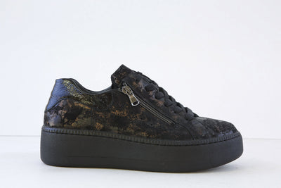 WALDLAUFER - 733001 211 H FIT-NICKY LACED/ZIP SHOE - BLACK MULTI
