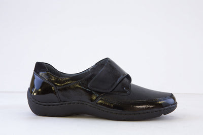 WALDLAUFER - 496H31 328 HENNI-VELCRO SHOE H WIDTH - BLACK PATENT