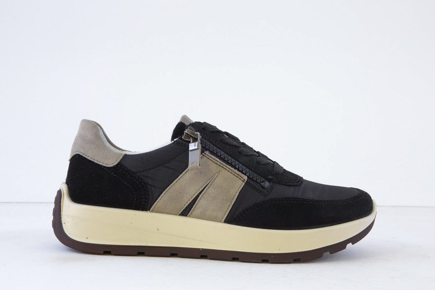 ARA - 25102-01 LACED COMFORT SHOE WITH ZIP - BLACK/GREY
