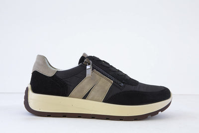 ARA - 25102-01 LACED COMFORT SHOE WITH ZIP - BLACK/GREY