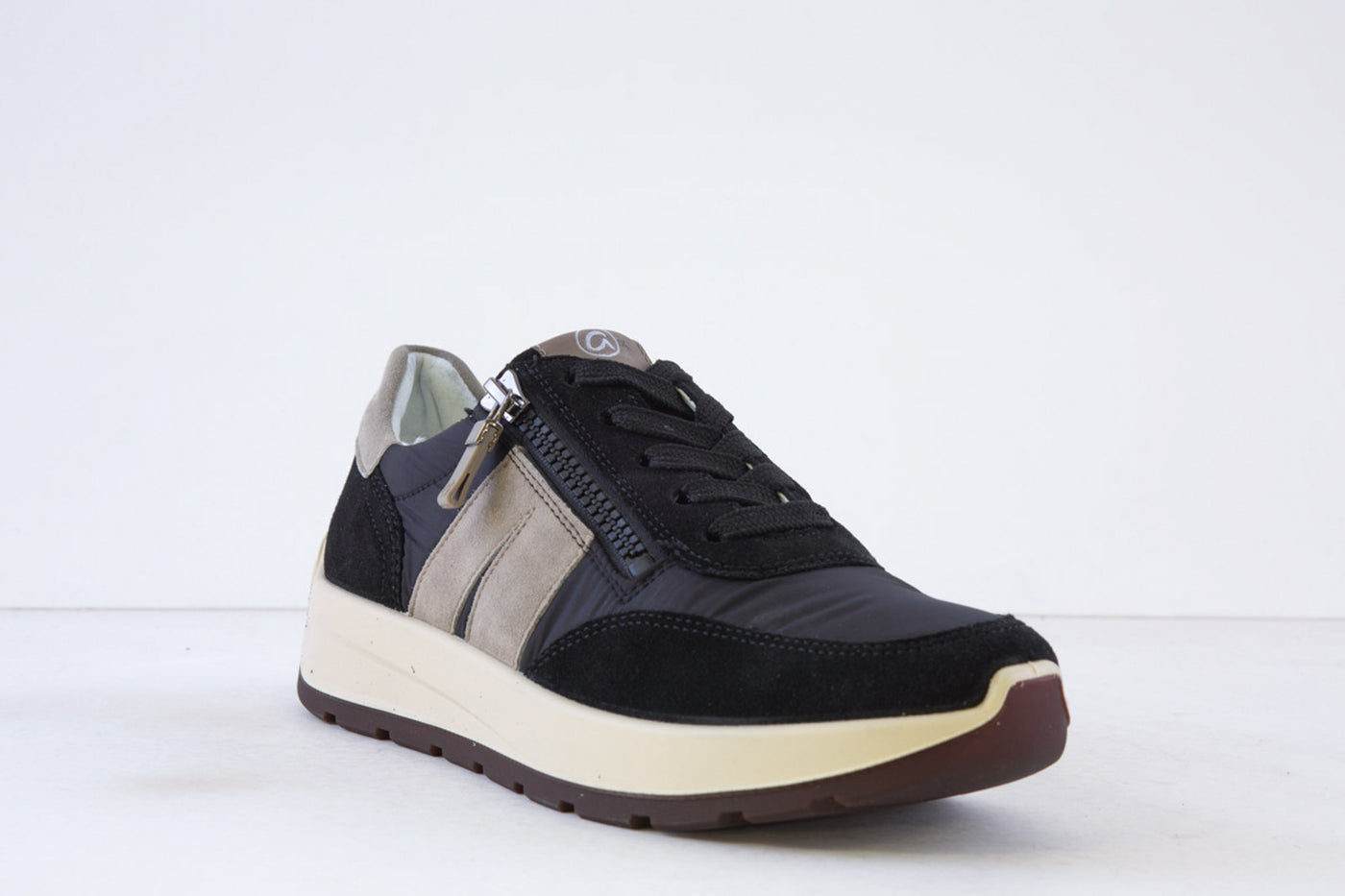 ARA - 25102-01 LACED COMFORT SHOE WITH ZIP - BLACK/GREY