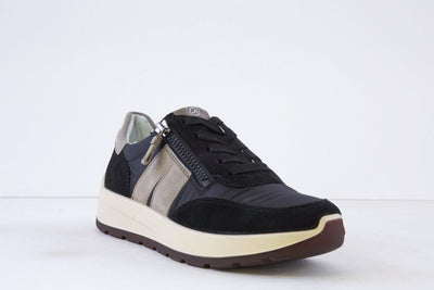 ARA - 25102-01 LACED COMFORT SHOE WITH ZIP - BLACK/GREY