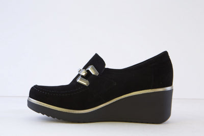 PITILLOS - 20041 HIGH WEDGE SHOE - BLACK SUEDE