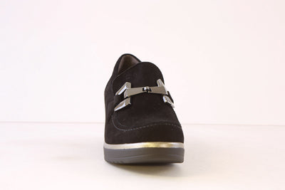 PITILLOS - 20041 HIGH WEDGE SHOE - BLACK SUEDE