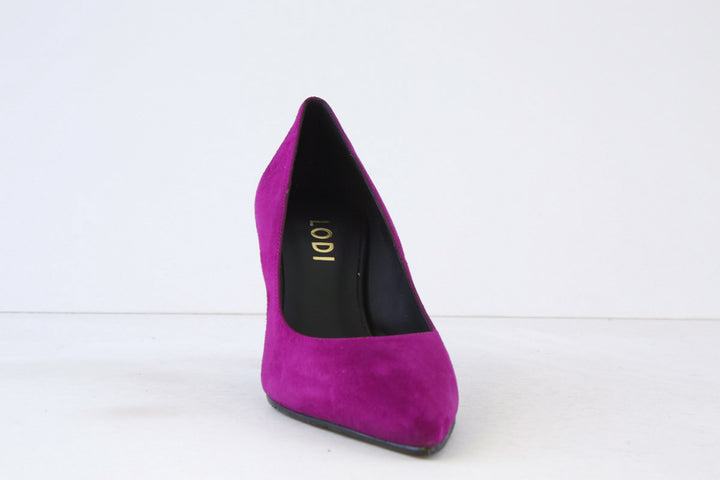 Lodi Roa High Heel Court Shoe Purple Suede Stylish Footwear
