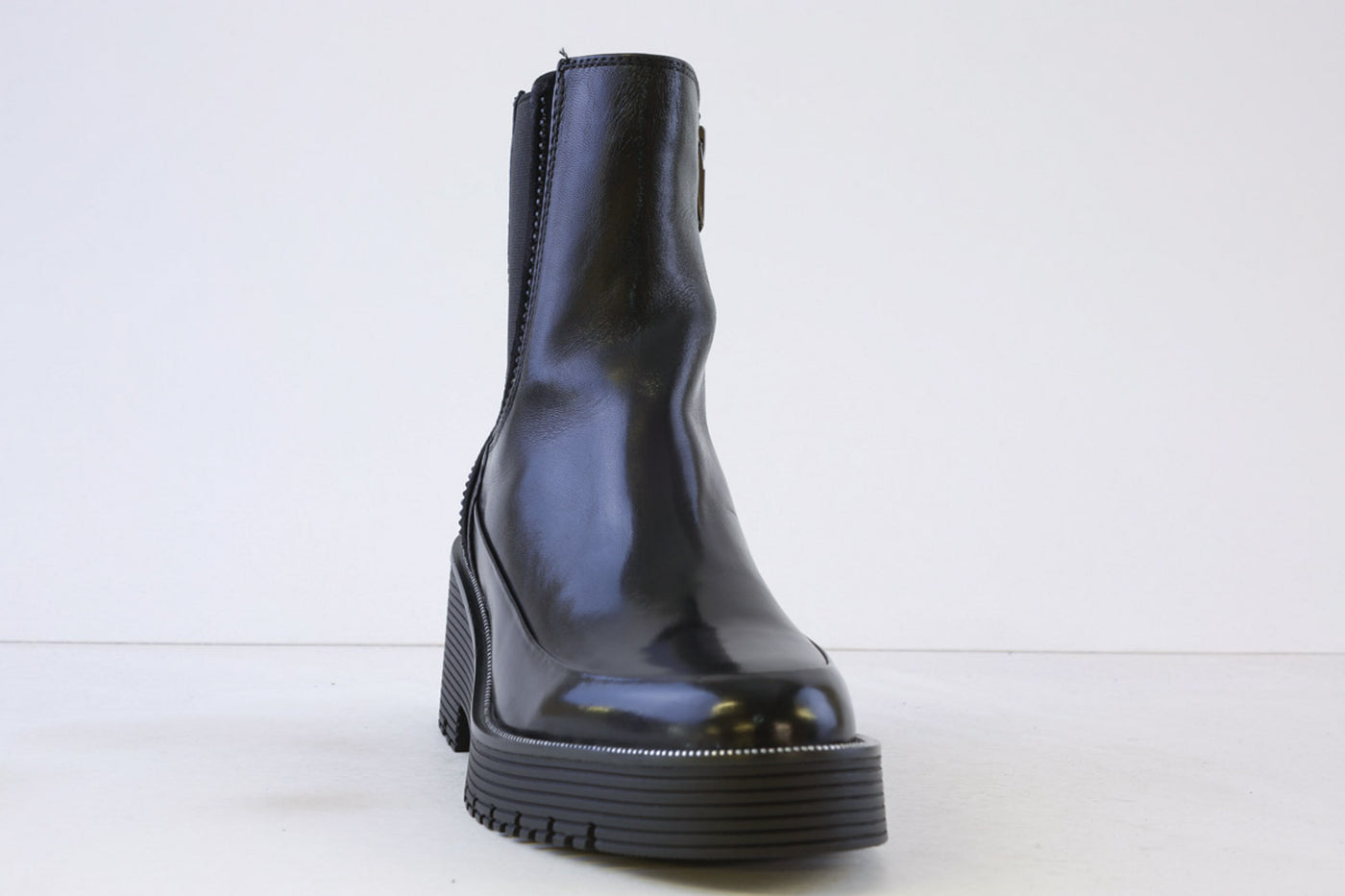 REGARDE LE CIEL - SADHY-04 BLOCK HEEL ANKLE BOOT - BLACK LEATHER