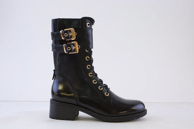 REGARDE LE CIEL - EMILY-39 LACED (ZIP) ANKLE BOOT - BLACK LEATHER