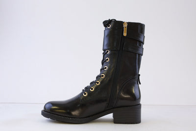 REGARDE LE CIEL - EMILY-39 LACED (ZIP) ANKLE BOOT - BLACK LEATHER