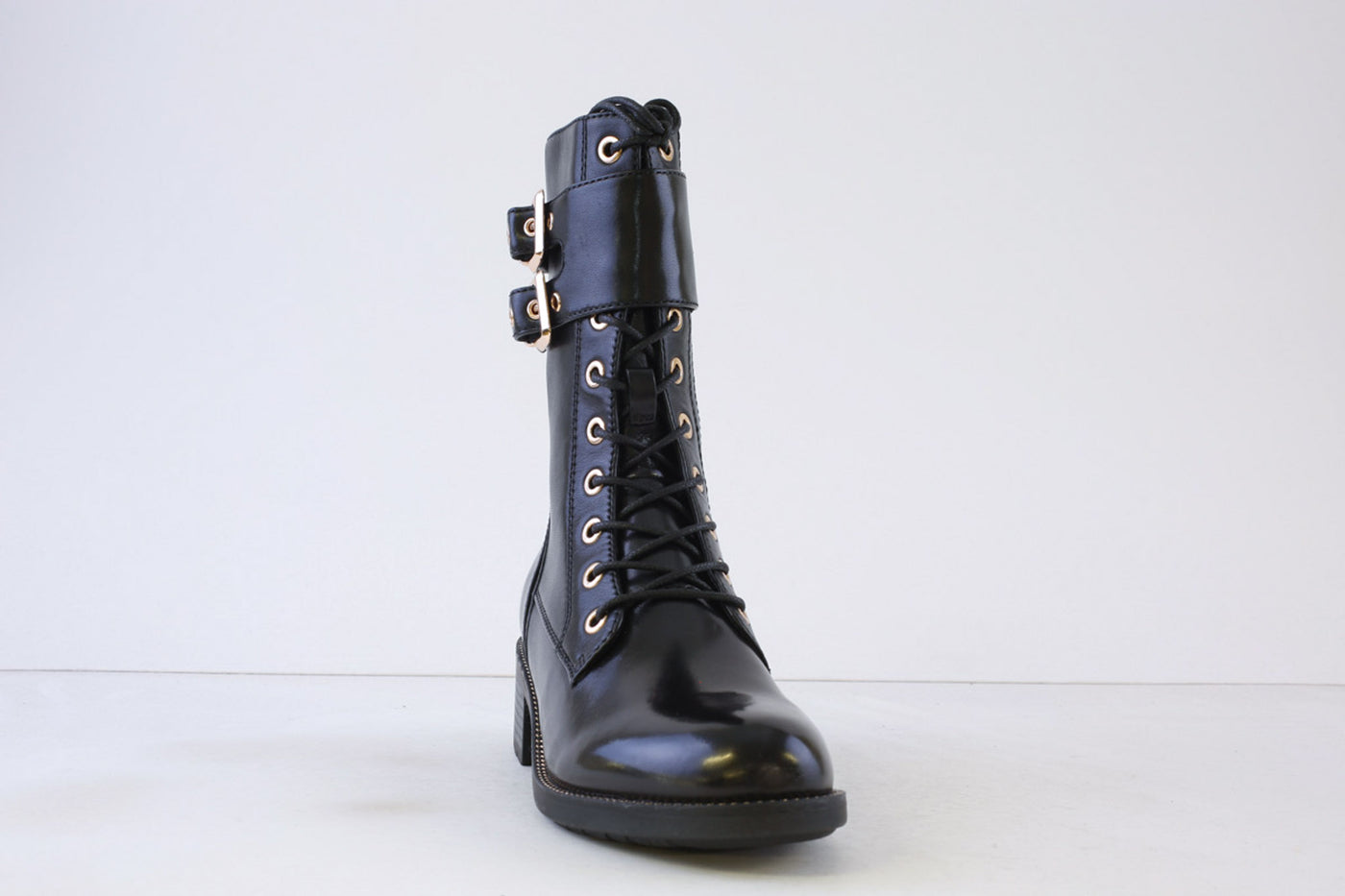 REGARDE LE CIEL - EMILY-39 LACED (ZIP) ANKLE BOOT - BLACK LEATHER
