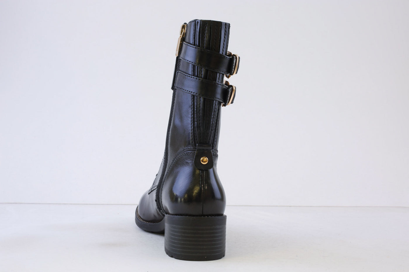 REGARDE LE CIEL - EMILY-39 LACED (ZIP) ANKLE BOOT - BLACK LEATHER