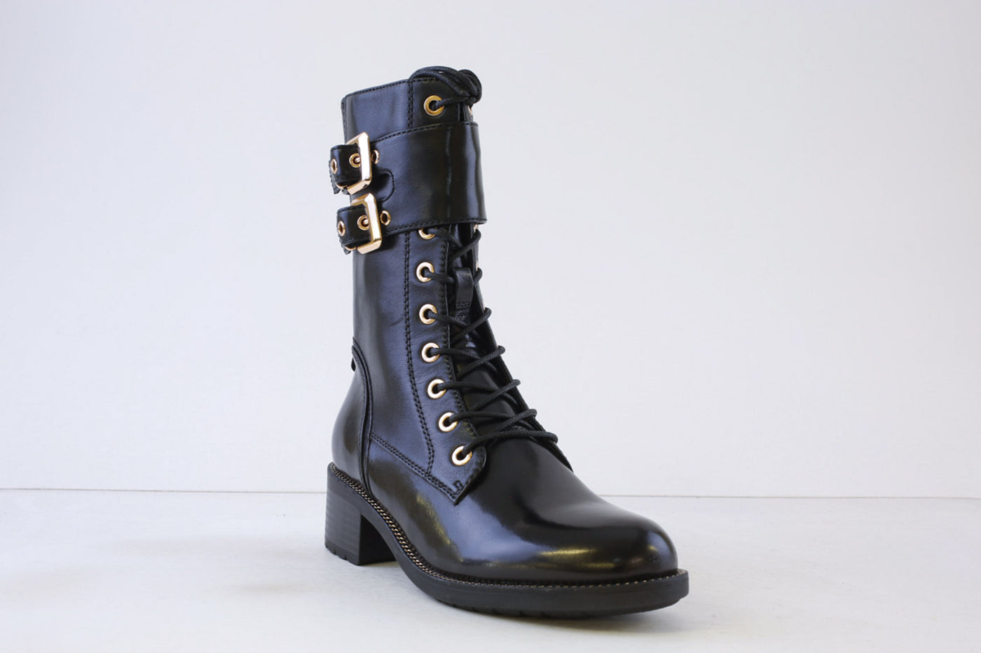 REGARDE LE CIEL - EMILY-39 LACED (ZIP) ANKLE BOOT - BLACK LEATHER
