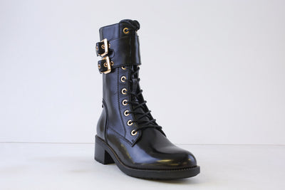 REGARDE LE CIEL - EMILY-39 LACED (ZIP) ANKLE BOOT - BLACK LEATHER