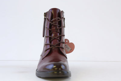 SUSST - TOBY23 LOW HEEL LACED ANKLE BOOT - WINE