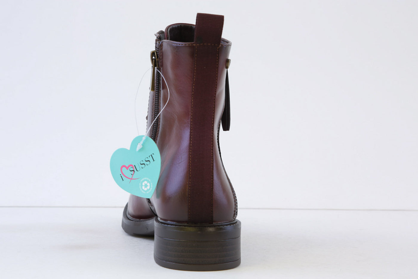 SUSST - TOBY23 LOW HEEL LACED ANKLE BOOT - WINE