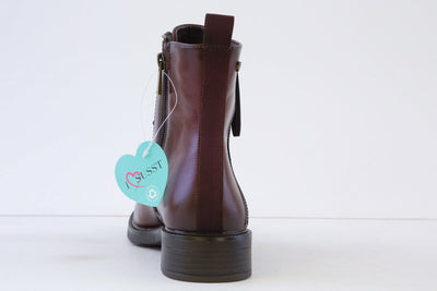 SUSST - TOBY23 LOW HEEL LACED ANKLE BOOT - WINE
