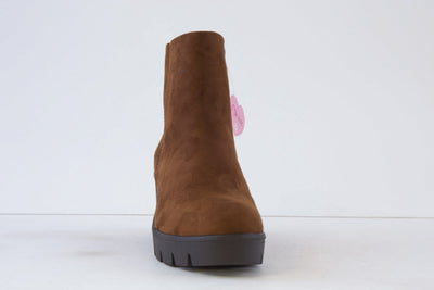 SUSST - BUDDY24 HIGH WEDGE ZIP ANKLE BOOT - TAN SUEDE